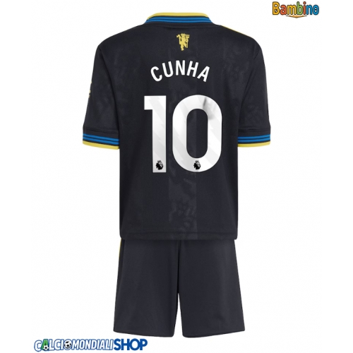 Maglie da calcio Manchester United Matheus Cunha #10 Terza Maglia Bambino 2025-26 Manica Corta + Pantaloni corti)